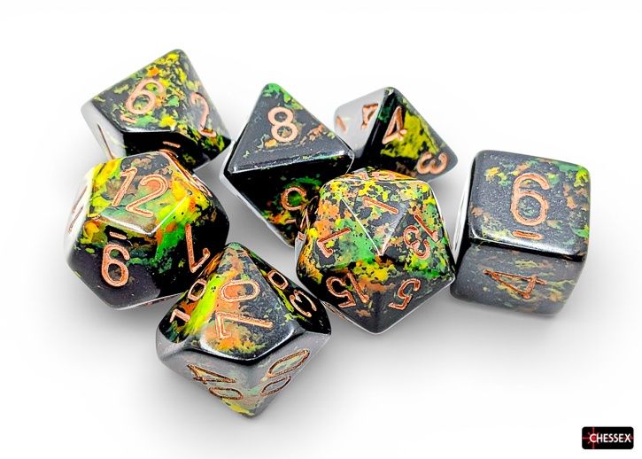 Chessex - CHX 24405 Brush Deep Forest/gold Polyhedral 7-Die Set