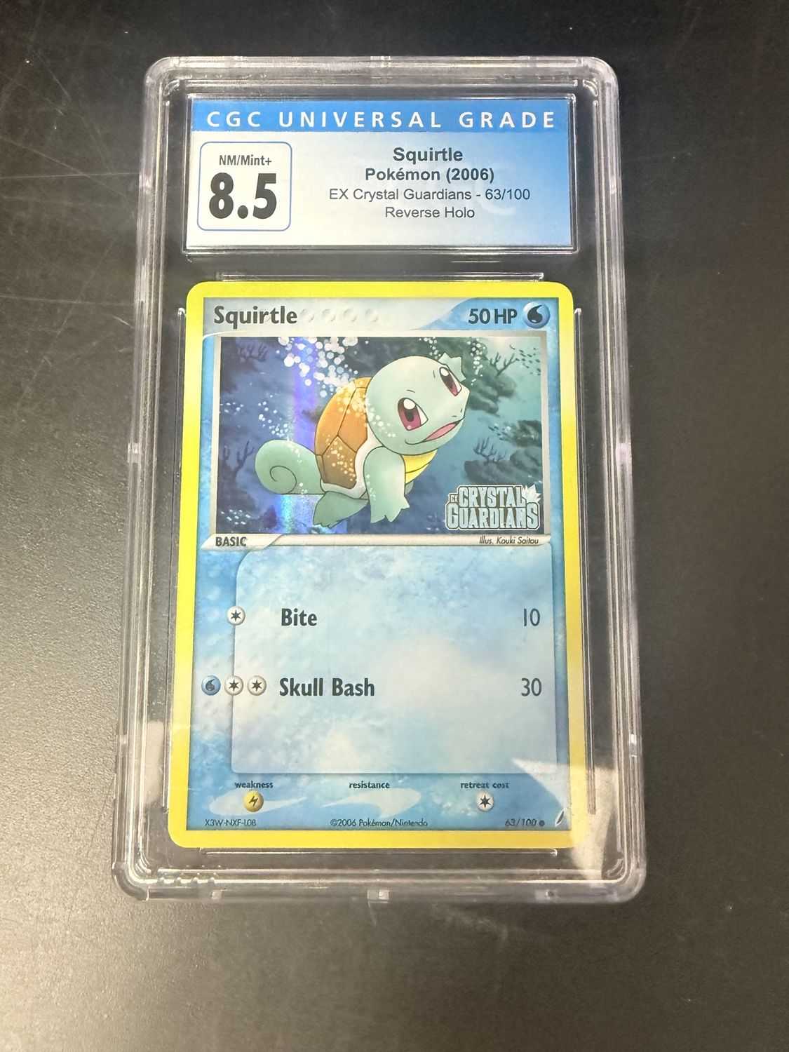 CGC 8.5 - Squirtle Pokemon (2006) EX Crystal Guardians - 63/100 Reverse Holo [3845629028]