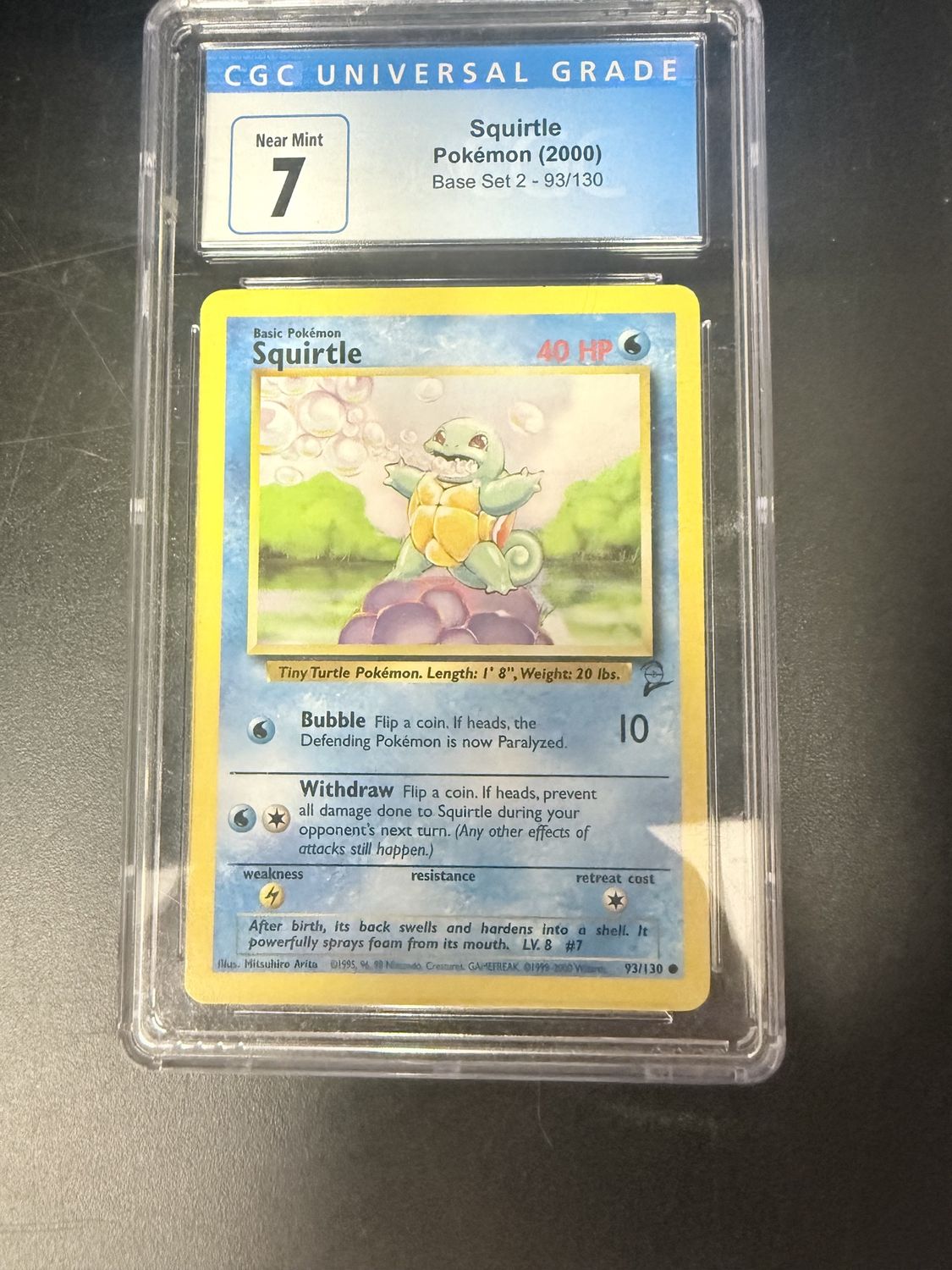 CGC 7 - Squirtle Pokemon (2000) Base Set 2 - 93/130 [3864680006]