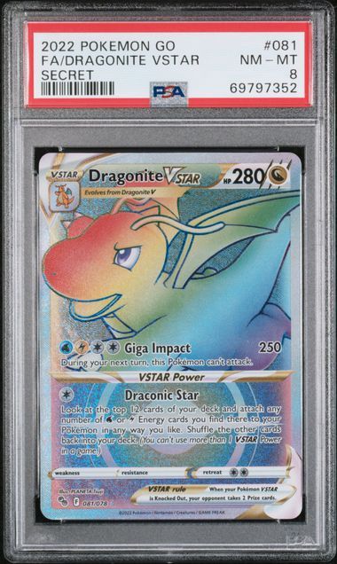 PSA - 8 - 2022 POKEMON GO #081 FA/DRAGONITE VSTAR SECRET [69797352]