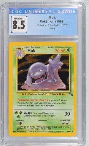 CGC - 8.5 - Pokemon (1999) Muk Fossil - Unlimited - 13/62 Holo [3780568018]