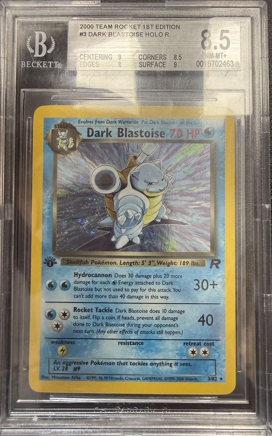 BGS 8.5 - 2000 team Rocket 1st Edition #3 Dark Blastoise Holo R [0019702463]