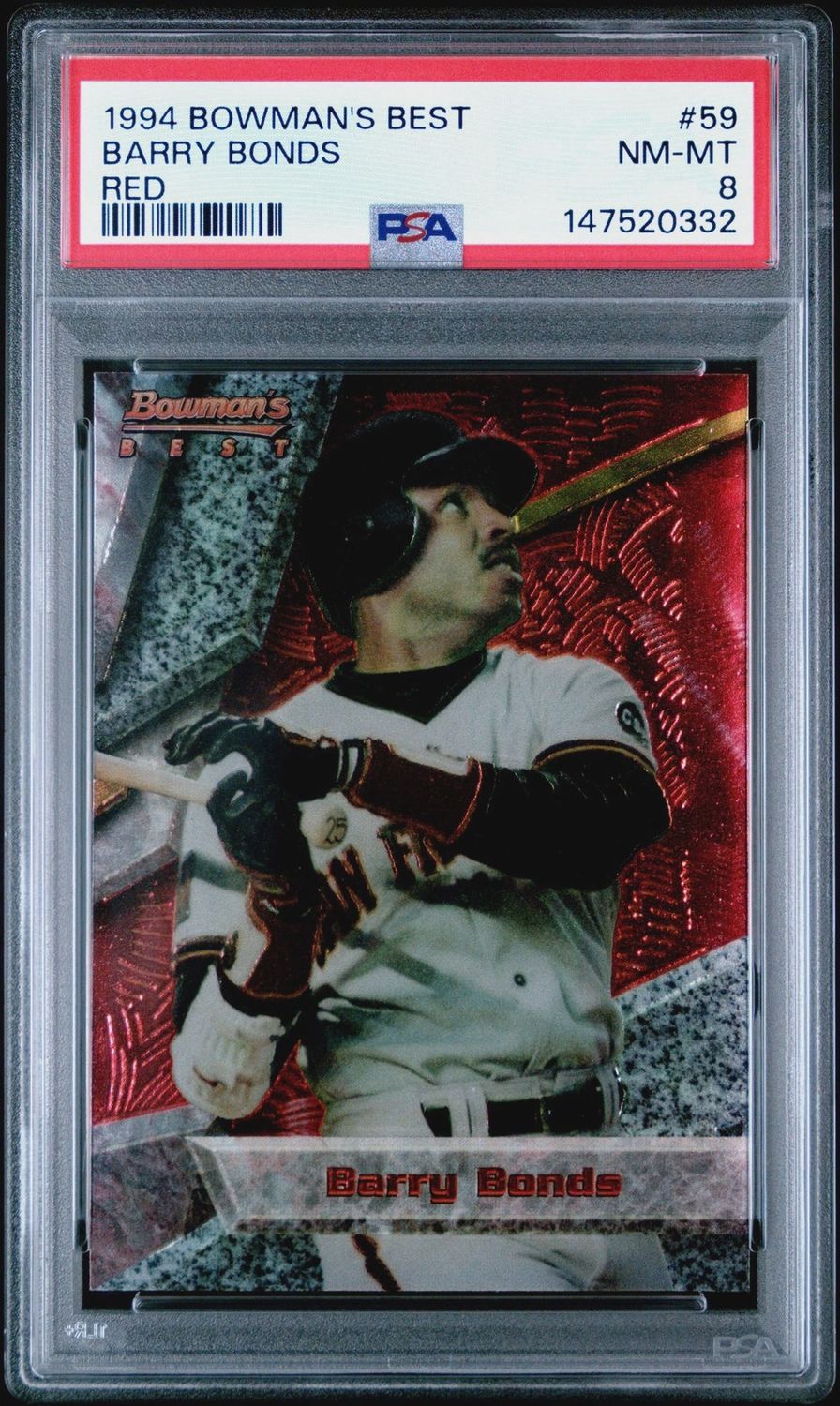 PSA - 8 - 1994 Bowman's Bet Barry Bonds Red #59 [150154354]
