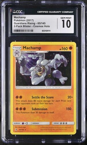 CGC - 10 - Machamp Pokemon 2017 Guardians Rising 65/145 2-pack Blister - Cosmos Holo [6021591111]