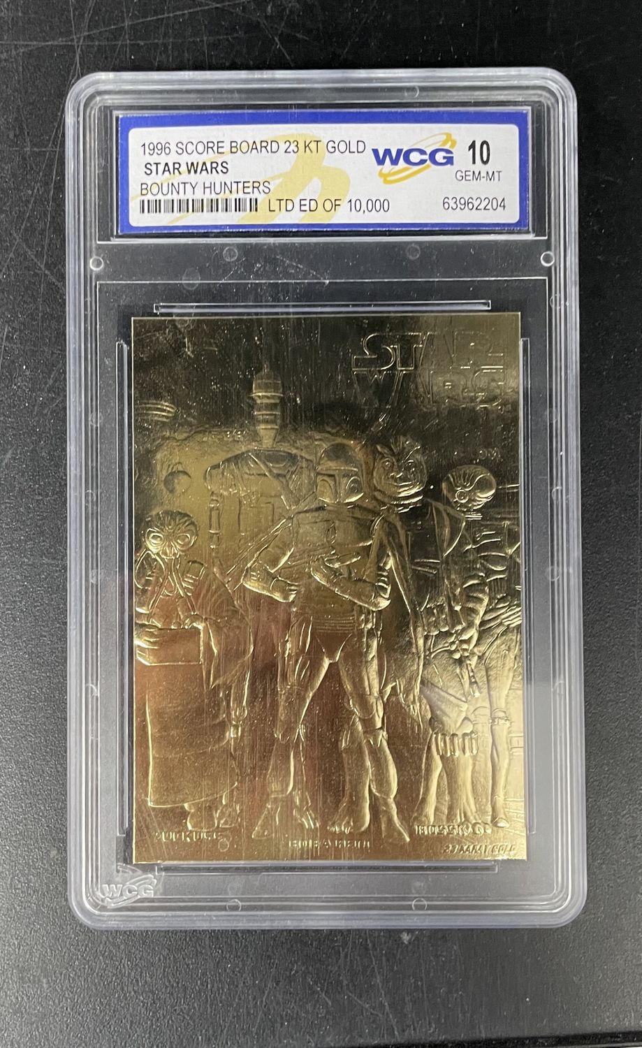 WCG - 10 - 1996 Score Board Star Wars Bounty Hunters 23KT Gold [63962204]