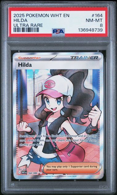 PSA - 8 2025 Pokemon Wht EN Hilda Ultra Rare #164 [136948739]