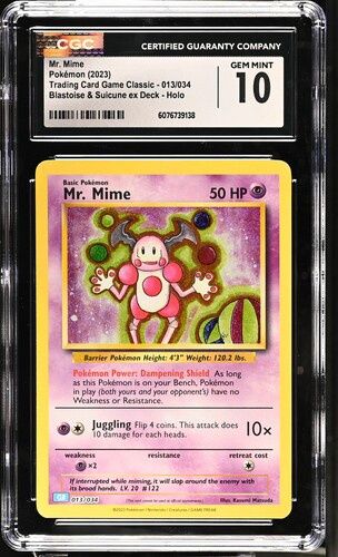 CGC 10 - 2023 Pokemon Mr. Mime Trading Card Game Classic - 013/034 Blastoise &amp; Suicune ex Deck - Holo [6076739138]