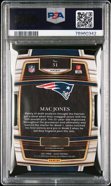 PSA 8 - 2021 Select Mac Jones #51 D/C Silver Prizm [76960342]