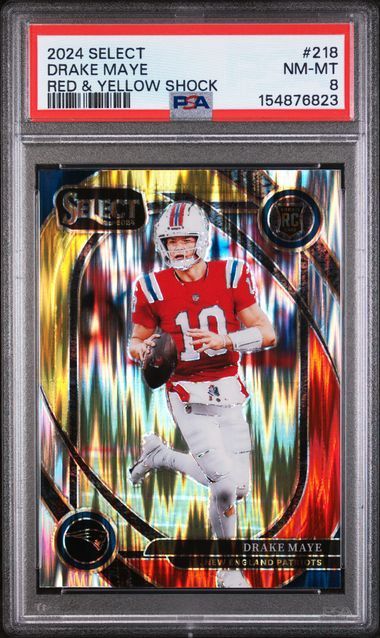 PSA - 8 2024 Select Drake Maye Red &amp; Yellow Shock #218 [154876823]