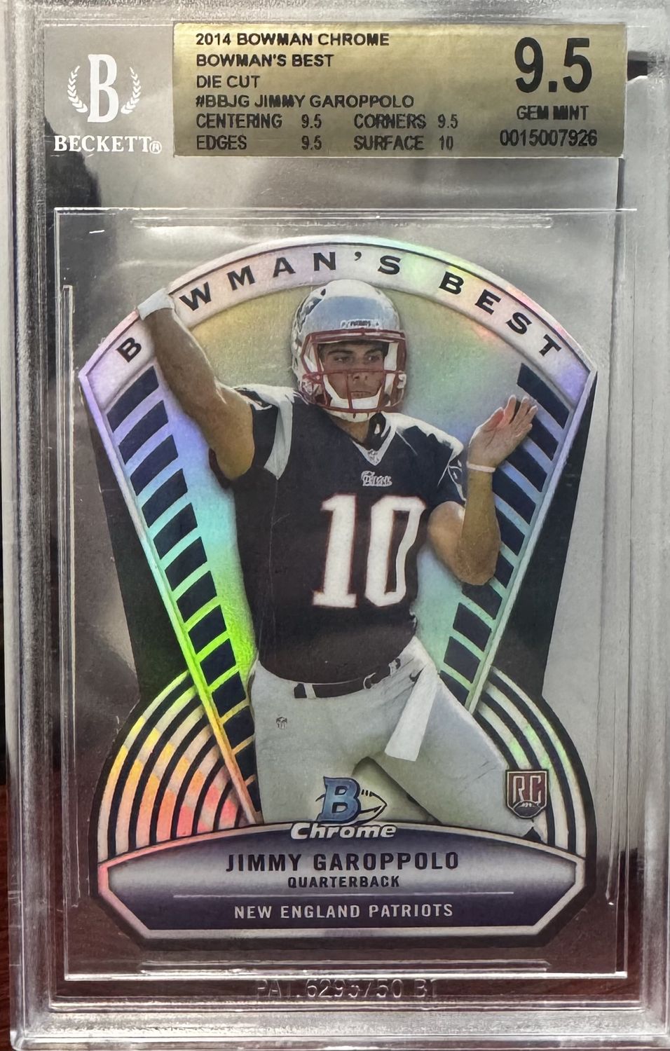 Beckett 9.5 - 2014 Bowman Chrome Jimmy Garoppolo #BBJG Die Cut [0015007926]