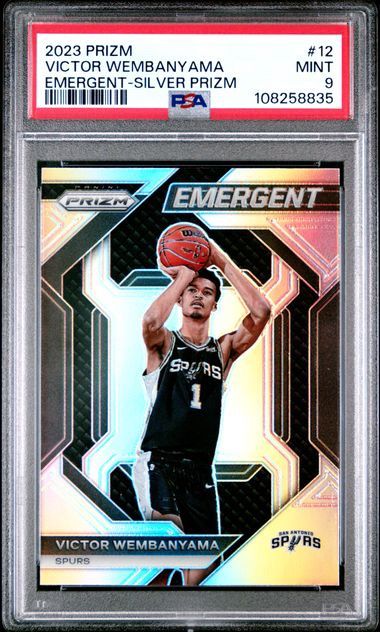 PSA 9 - 2023 PANINI PRIZM EMERGENT #12 VICTOR WEMBANYAMA EMERGENT-SILVER PRIZM [108258835]