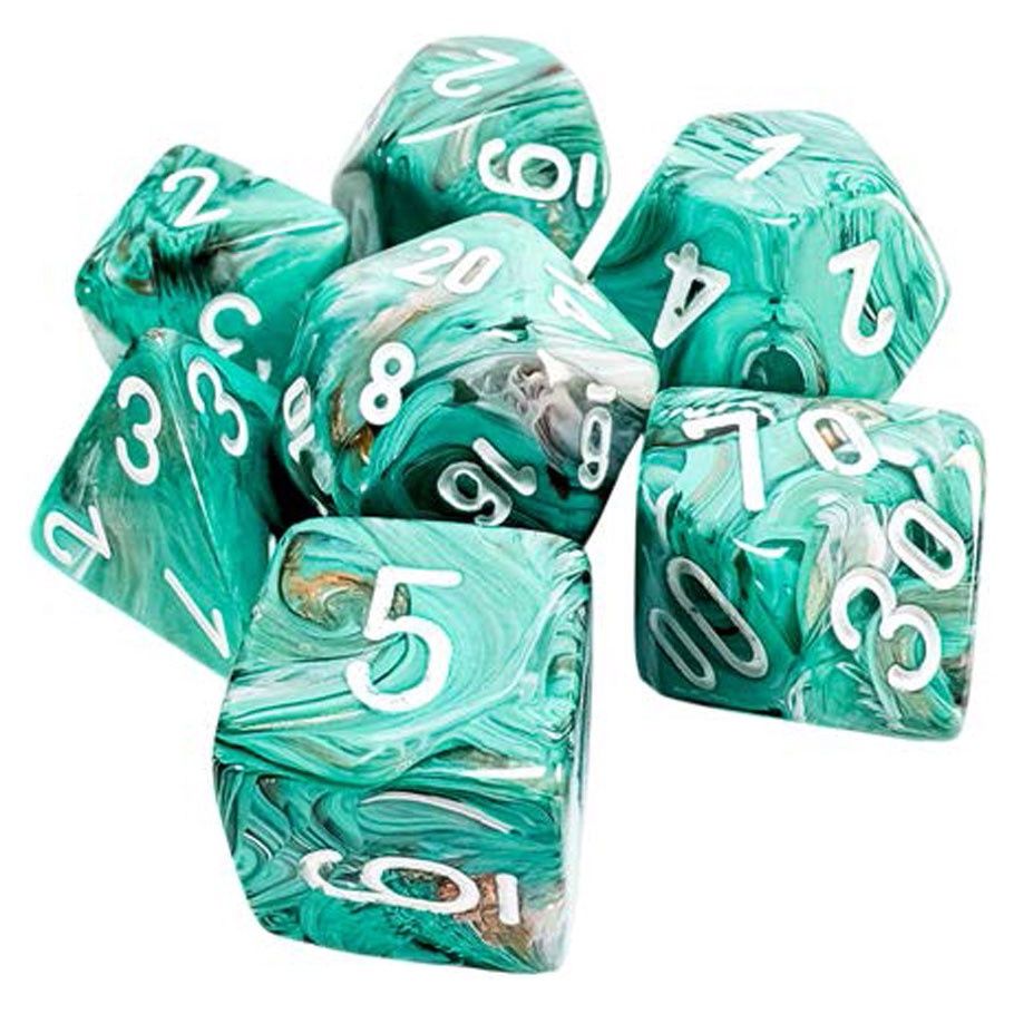 Chessex - Marble Oxi-Copper/White Mega-hedral 7 Die Set - CHX 22403