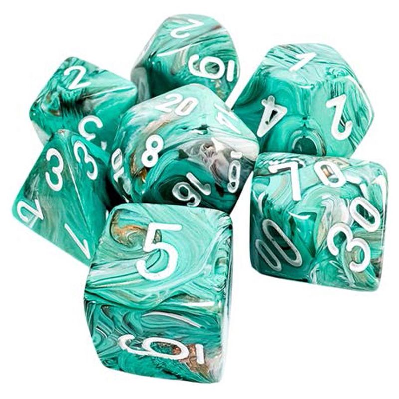 Chessex - Marble Oxi-Copper/White Mega-hedral 7 Die Set - CHX 22403