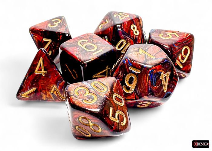 Chessex - Scarab Blue Blood/Gold Mega-hedral 7-Die Set