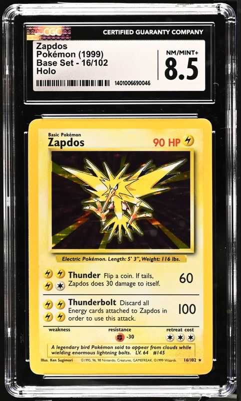 CGC - 8.5 1999 Pokemon Zapdos Base Set Holo- 16/102 [1401006690046]