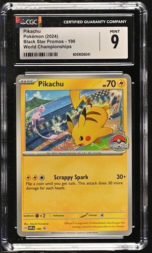 CGC 9 - Pikachu Pokémon 2024 English Black Star Promos 190 World Championships (6059026041)
