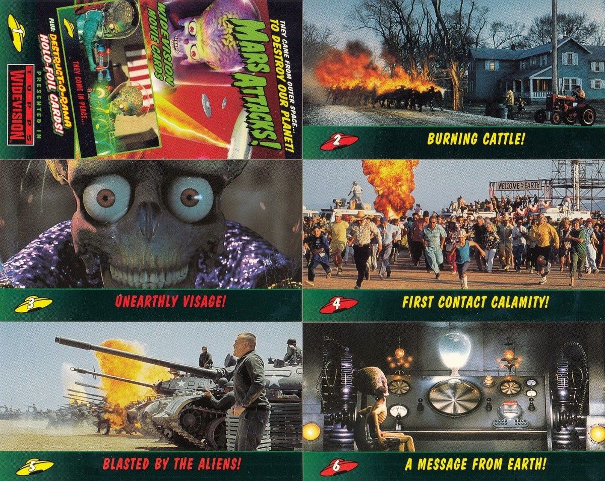 Topps Widevision Mars Attacks 1-72 Complete Base Set