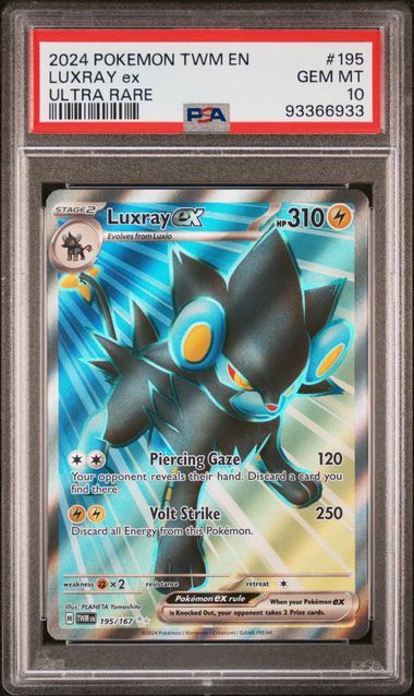 PSA 10 - 2024 Pokemon TWM EN Luxray ex UR #195 [93366933]