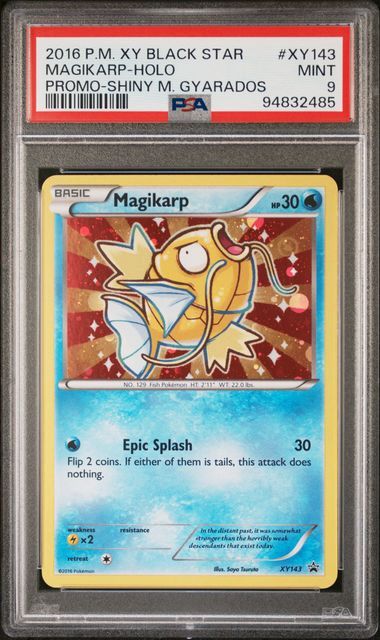PSA - 9 - 2016 POKEMON XY BLACK STAR PROMO #XY143 MAGIKARP-HOLO PROMO-SHINY M. GYARADOS [94832485]