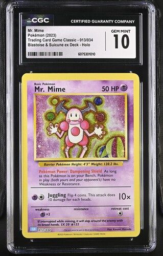 CGC - 9 - 2023 Pokemon Mr. Mime Trading Card Game Classic Blastoise &amp; Suicune ex Deck 013/034 Holo [6075301010]