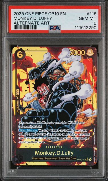 PSA - 10 - 2025 ONE PIECE OP10-ROYAL BLOOD #118 MONKEY D. LUFFY ALTERNATE ART [111612290]