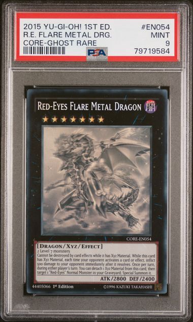 PSA - 9 - 2015 YU-GI-OH! CORE-CLASH OF REBELLIONS #EN054 R.E. FLARE METAL DRG. CORE-GHOST RARE [79719584]