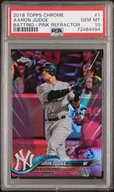 PSA - 10 - 2018 TOPPS CHROME #1 AARON JUDGE PINK REFRACTOR [72484494]