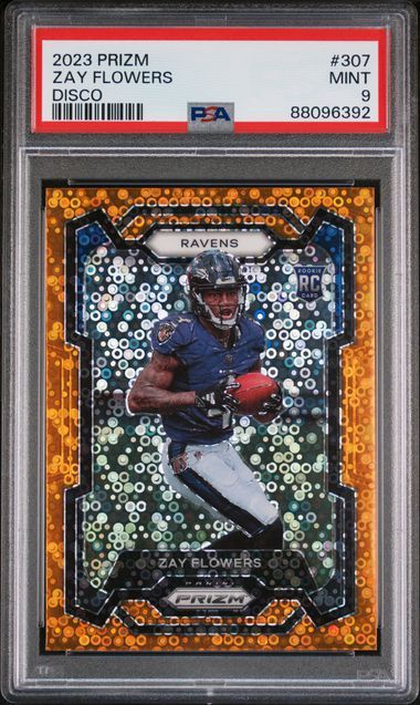PSA - 9 - 2023 PANINI PRIZM #307 ZAY FLOWERS DISCO PRIZM [88096392]