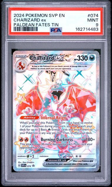 PSA - 9 2024 Pokemon SVP EN Charizard ex Paldean Fates Tin #074 [162714483]
