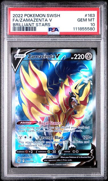 PSA 10 - 2022 POKEMON SWORD &amp; SHIELD BRILLIANT STARS #163 FA/ZAMAZENTA V BRILLIANT STARS - [111855580]