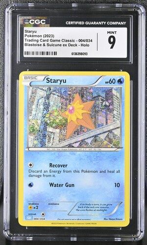 CGC 9 - Staryu Pokémon 2023 English Trading Card Game Classic  004/034 Blastoise &amp; Suicune ex Deck 2 Holo [6136398093]