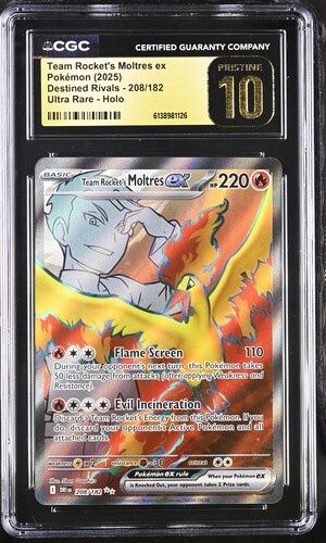 CGC Pristine 10 - 2025 Pokemon Team Rocket's Moltres ex Destined Rivals - 208/182 Ultra Rare - Holo [6138981126]