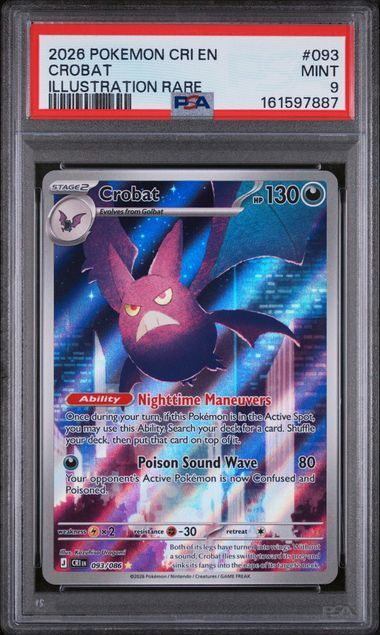 PSA 9 - 2026 POKEMON CRI EN-CHAOS RISING #093 CROBAT ILLUSTRATION RARE [161597887]