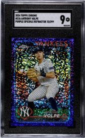 SGC 9 - 2024 Topps Chrome #236 Anthony Volpe Purple Speckle Refractor 72/299 [0837198]