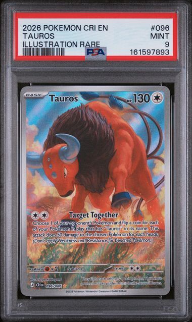 PSA - 9 2026 Pokemon CRI EN Tauros Illustration Rare #096 [161597893]