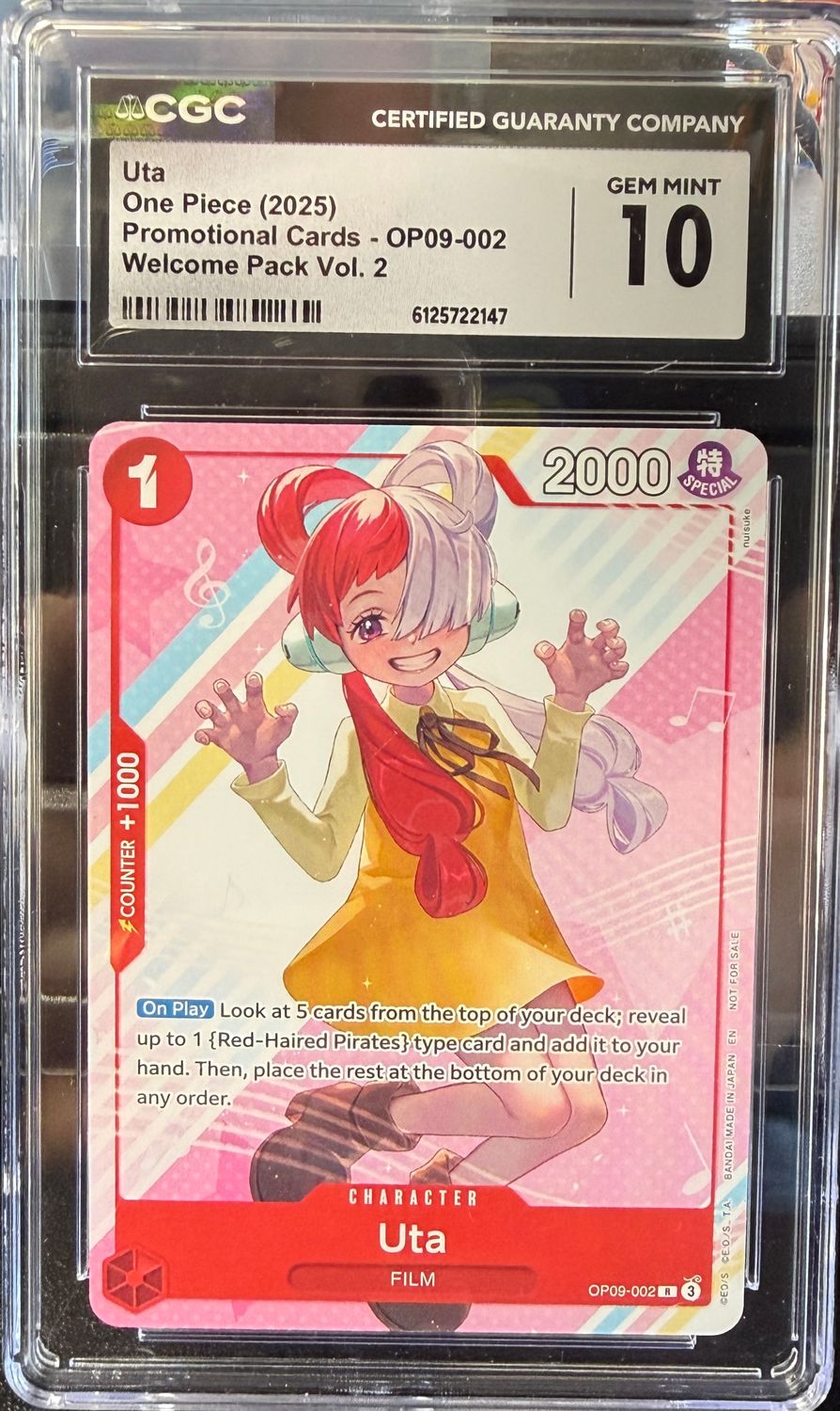 CGC 10 - Uta One Piece (2025) Promotional Cards - OP09-002 Welcome Pack Vol.2 [6125722147]
