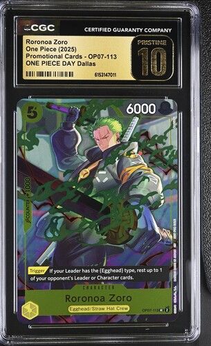 CGC 10 - 2025 One Piece English Roronoa Zoro Promotional Cards OP07-113 [6153147011]