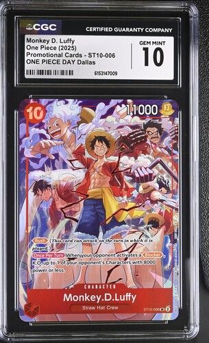 CGC 10 - 2025 One Piece English Monkey D. Luffy Promotional Cards ST10-006 [6153147009]