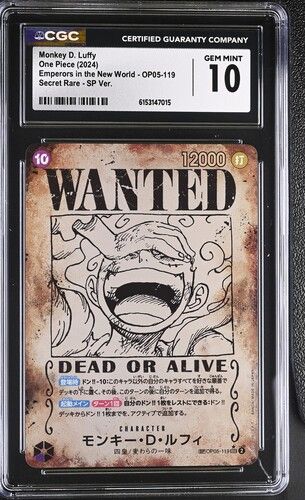 CGC 10 - 2024 One Piece Japanese Monkey D. Luffy Emperors in the New World OP05-119 [6153147015]