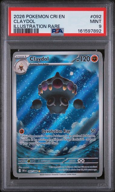 PSA 9 - 2026 POKEMON CRI EN-CHAOS RISING #092 CLAYDOL ILLUSTRATION RARE - [161597892]