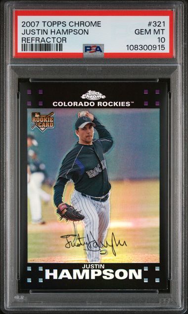PSA - 10 2007 Topps Chrome Justin Hampson Refractor #321 [108300915]