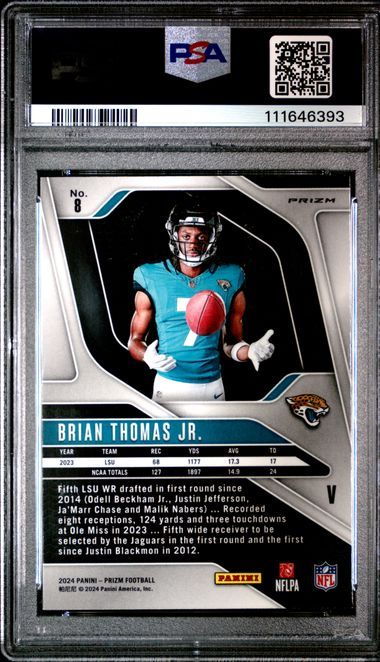PSA - 9 2024 Prizm Brian Thomas Jr. Rookie Variation - No Huddle #8 [111646393]