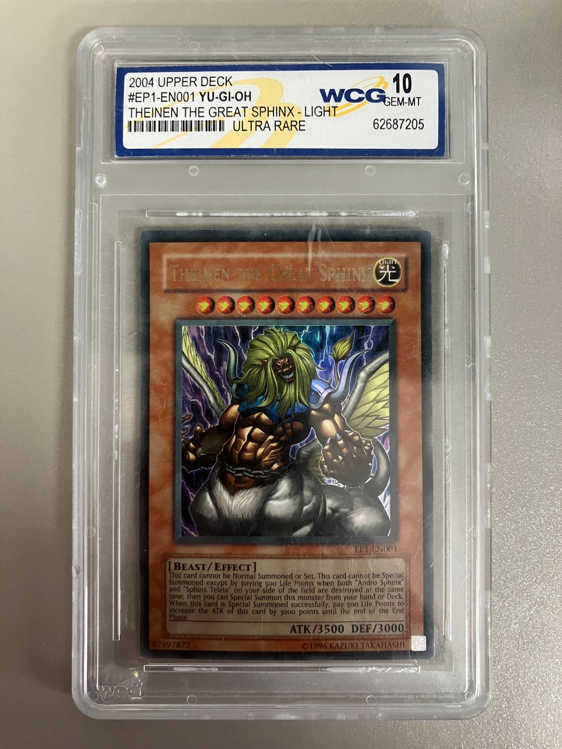 WCG - 10 2004 Upper Deck #EP1-EN001 Yu-Gi-Oh Theinen The Great Sphinx - Light Ultra Rare [62687205]