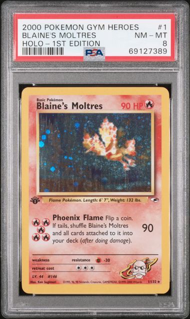 PSA - 8 2000 Pokemon Gym Heroes Blaine's Moltres Holo - 1st Edition #1 [69127389]