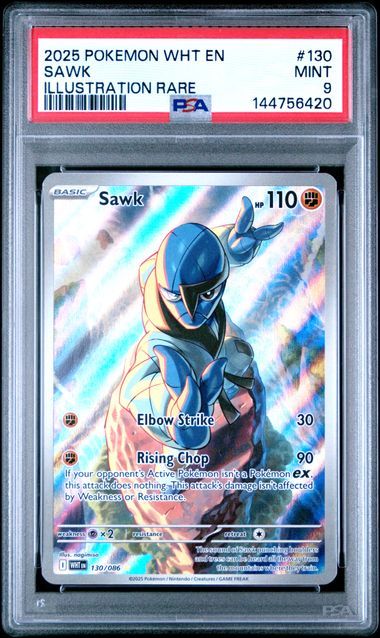 PSA - 9 2025 Pokemon WHT EN Sawk Illustration Rare #130 [144756420]