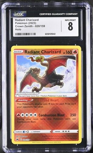 CGC - 8 2023 Pokemon Radiant Charizard Crown Zenith - 020/159 Holo [6058129042]