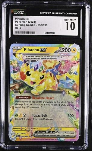 CGC - 10 2024 Pokemon Pikachu EX Surging Sparks - 057/191 Holo [6040559022]