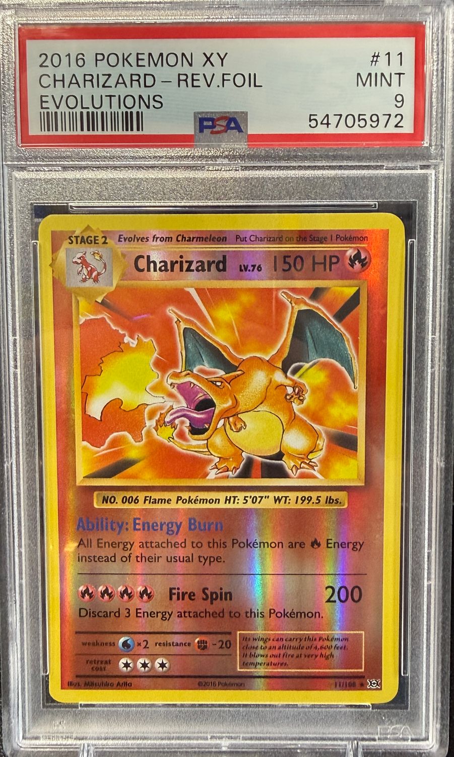 PSA 9 - 2016 Pokemon English Charizard Reverse Holo Evolutions #11/108 [54705972]