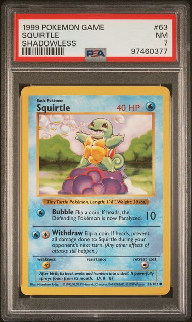 1999 POKEMON GAME #63 SQUIRTLE SHADOWLESS [97460377]
