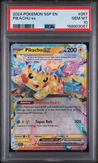 PSA 10 - 2024 Pokemon SSP EN Pikachu ex #057 [158903067]